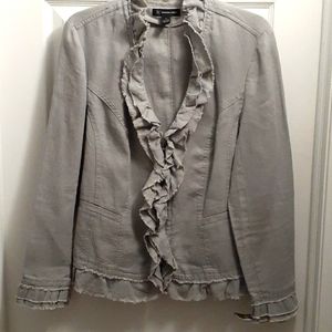 Ruffle front  and cuffs cotton jacket